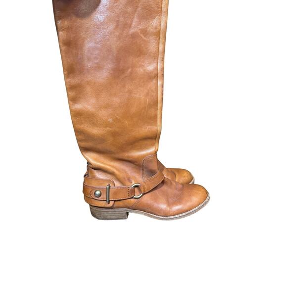 Vintage Coach Natalie Riding Leather boots with buckle size 8.5b Cognac - Picture 1 of 8